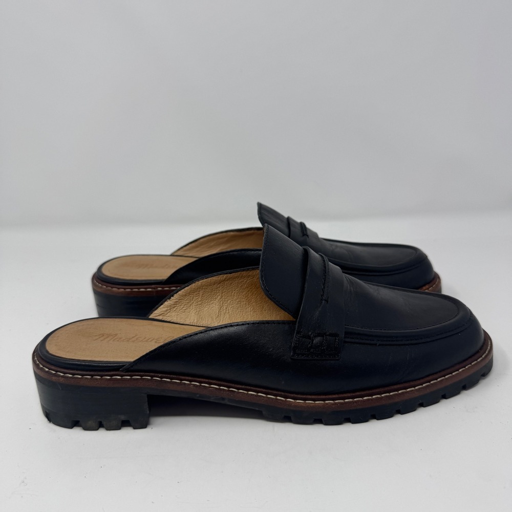 Madewell The Corinne Loafer Mule in Black Leather NF191 Size 8